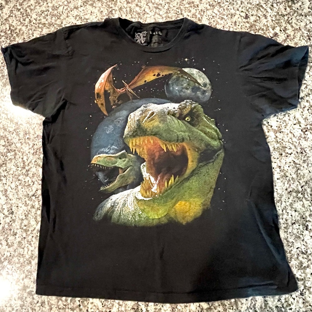 Alab Clothing Zumies Black T-Rex Dinosaur Space Men's X-Large T-Shirt